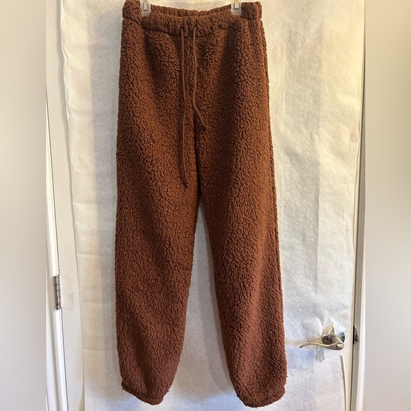 Self Esteem Pants - Self Esteem Faux Sherpa Juniors Warm Brown Joggers Super Soft Sz-XS. Z12